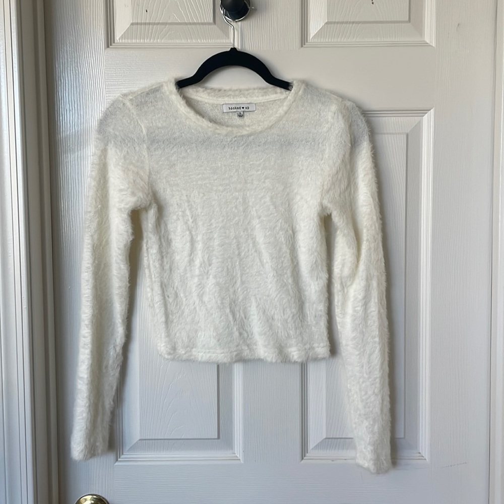 fuzzy white sweater